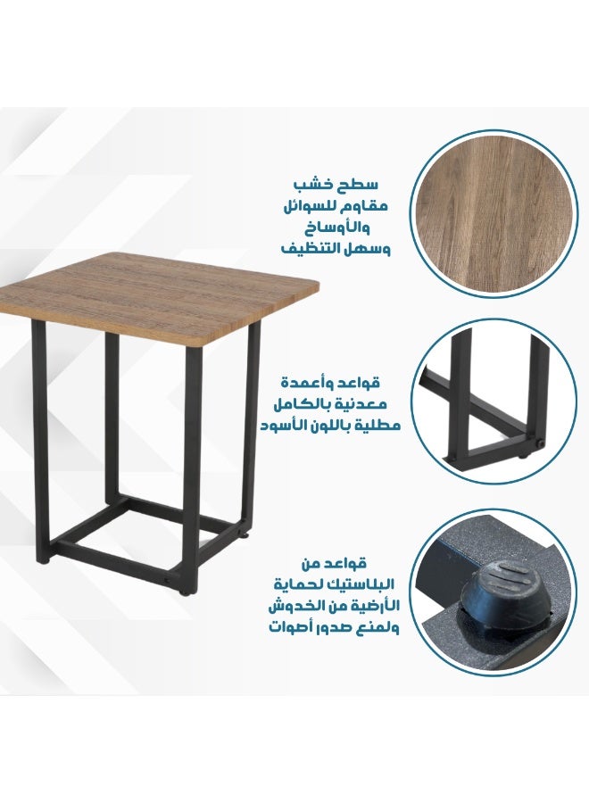 بكسل للأثاث طاولة جانبية من بكسل الأثاث مربعة لتقديم الضيافة أو كطاولة زاوية، طاولة بقواعد معدنية صلبة - Image 3