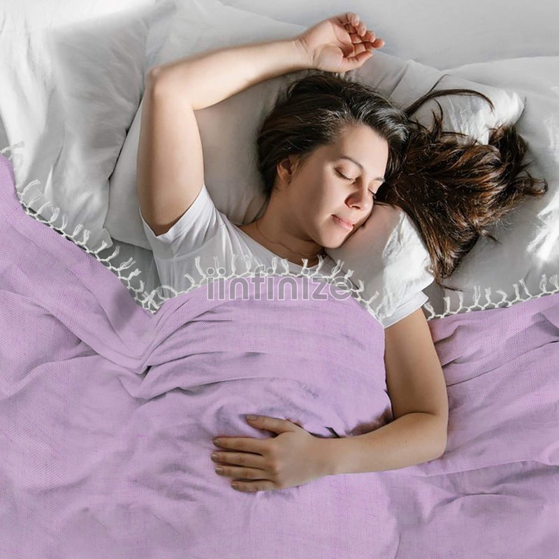 iinfinize Purple & Grey All Season Comfortable Bhagalpuri Cotton Chadar Traditional Balnket Set of 2 Throw Bedding Quilt Comforter Blanket Duvet Dohar Topsheet - Image 5