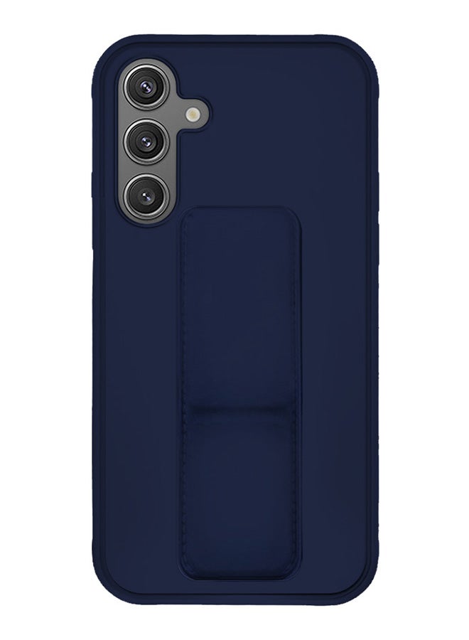 DUSALA Samsung Galaxy S24 Case Magnetic Stand and Holder Premium Silicone Vertical and Horizontal Hand Strap Grip Multi Stand Car Mount Kickstand Case Finger Strap Cover Blue - Image 1