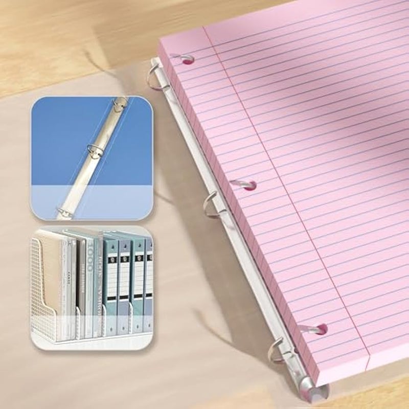 Pink Loose Leaf Paper 100 Sheets Colored Filler Paper 8 * 10.5 College Ruled 3-Hole Punched Paper for 3-Ring Binders Notebook Lined 8 x 10.5 - Image 5