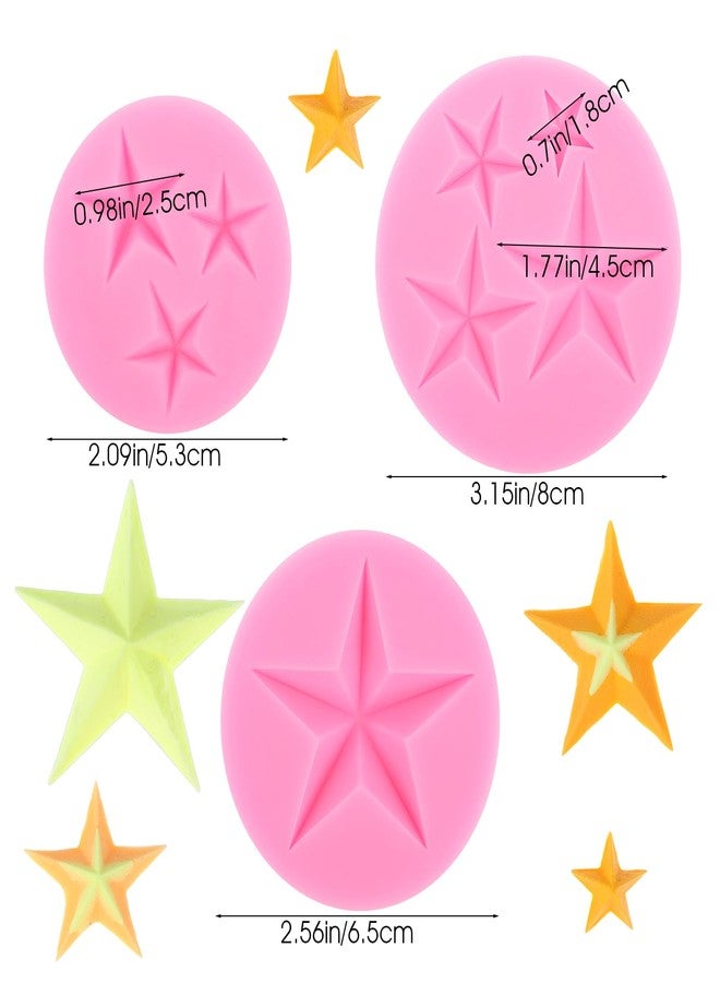 Exircy 3 PCS Star Fondant Silicone Molds, 3D Five-Pointed Star Chocolate Mold Pink Silicone Chocolate Candy Mould Cake Decorating Baking Molds for Candy Cookie Clay Resin Cupcake Topper DIY Crafts - Image 2