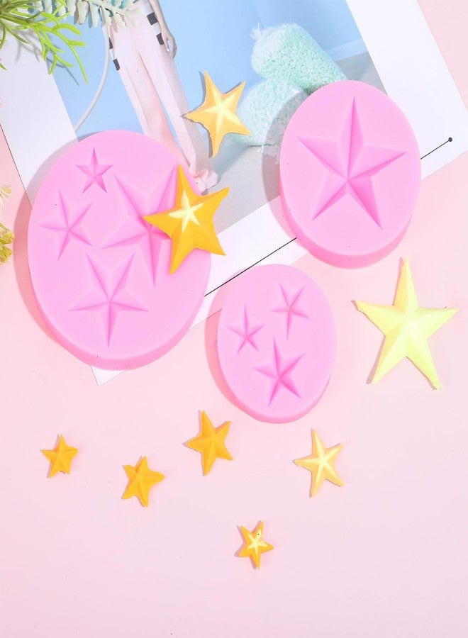 Exircy 3 PCS Star Fondant Silicone Molds, 3D Five-Pointed Star Chocolate Mold Pink Silicone Chocolate Candy Mould Cake Decorating Baking Molds for Candy Cookie Clay Resin Cupcake Topper DIY Crafts - Image 4