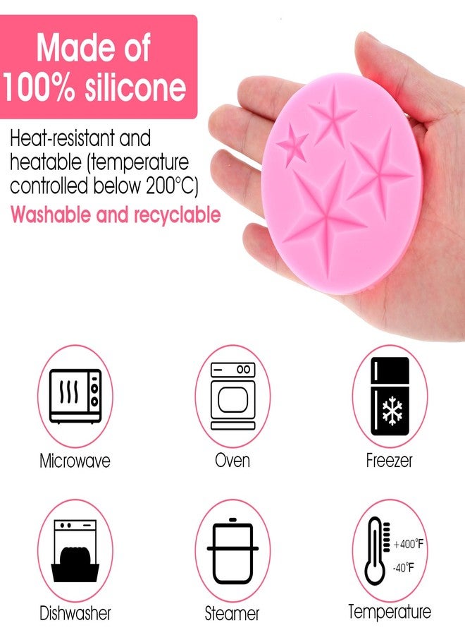Exircy 3 PCS Star Fondant Silicone Molds, 3D Five-Pointed Star Chocolate Mold Pink Silicone Chocolate Candy Mould Cake Decorating Baking Molds for Candy Cookie Clay Resin Cupcake Topper DIY Crafts - Image 3