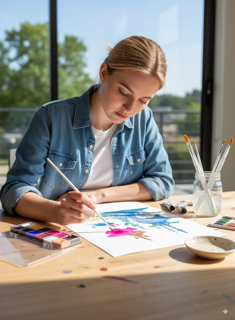 Face Paint Kit, 12 Safe, Non-Toxic, Washable Colors, Professional Palette for Party, Holiday Makeup & Body Painting, Includes 7 Brushes - Image 3