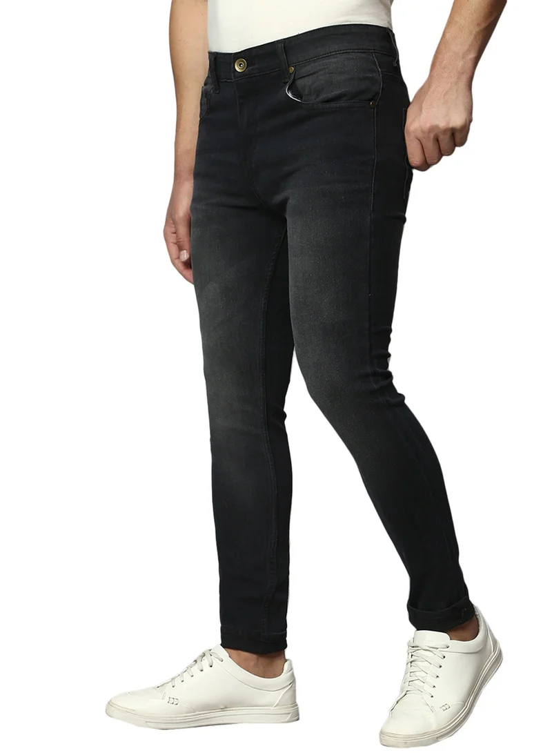 Dennis Lingo Slim Fit Black Men's Jeans with Button & Zip Closure