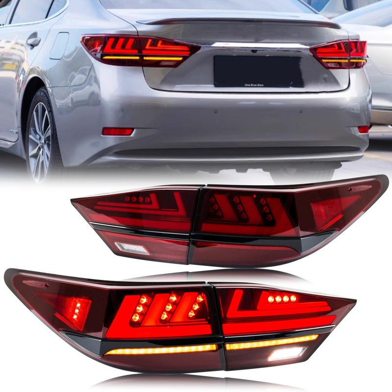 inginuity time LED Tail Lights for Lexus ES350 ES300h 20132017 Sequential Turn Signal Startup Animation Facelift Red Rear Lamps Accessary Assembly