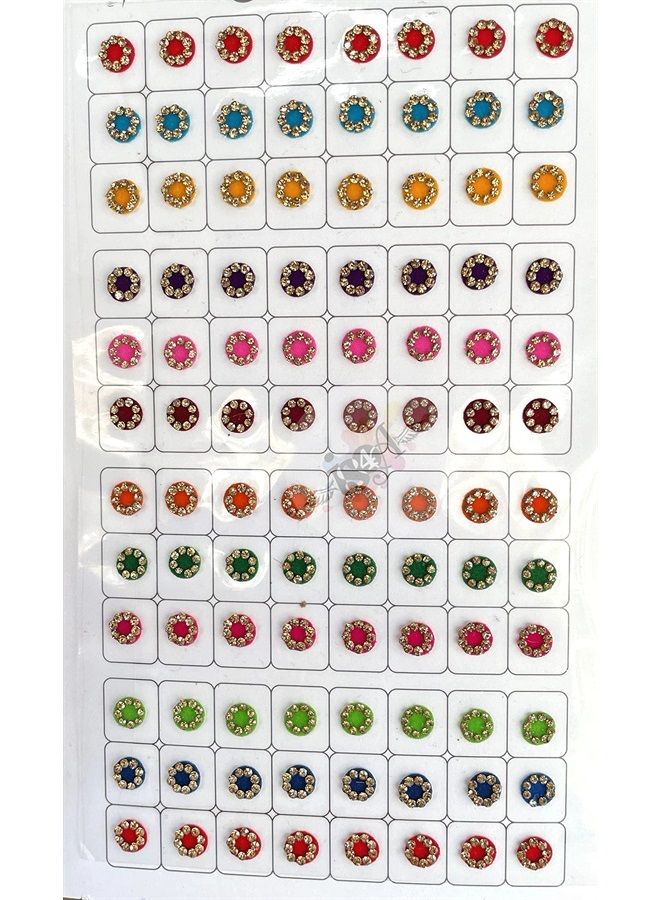 IS4A 192 India Crafts Multicolored Bindis Forehead Tika Face Jewels Multi Size Indian Daily Use Forehead Bindi Round Dot (Shine) - Image 1