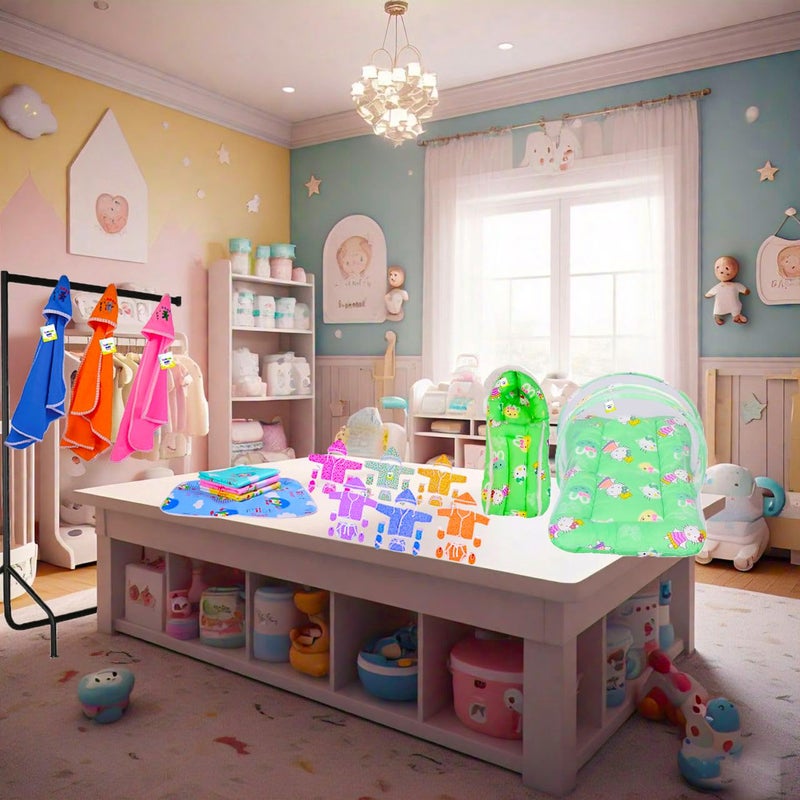 Toddylon Flat Bed 33 in 1 Baby Products All New Born Complete Daily Items | Gift Packs | Combos | Essentials Items | Hospital Kit | Baby Bed | Clothing Set (Multicolor, 0-6 Months) - Image 4