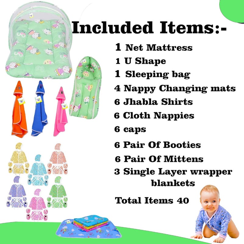 Toddylon Flat Bed 33 in 1 Baby Products All New Born Complete Daily Items | Gift Packs | Combos | Essentials Items | Hospital Kit | Baby Bed | Clothing Set (Multicolor, 0-6 Months) - Image 3