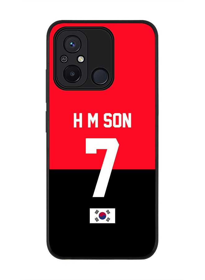 Stylizedd Rugged Black edge case for Xiaomi Redmi 12C 4G, Slim fit Soft Case Flexible Rubber Edges Anti Drop TPU Gel Thin Cover -  Football Team - South Korea, Player Name - H M Son - Image 1