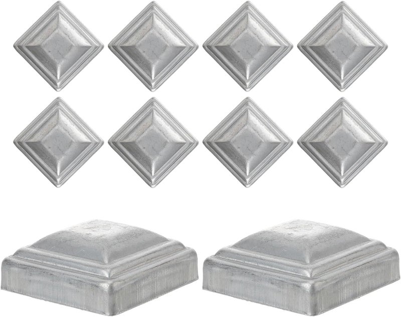 10pcs 60mm Galvanized Metal Fence Post Caps Square Railings Post Covers Outdoor Decking Fence Accessories - Image 1