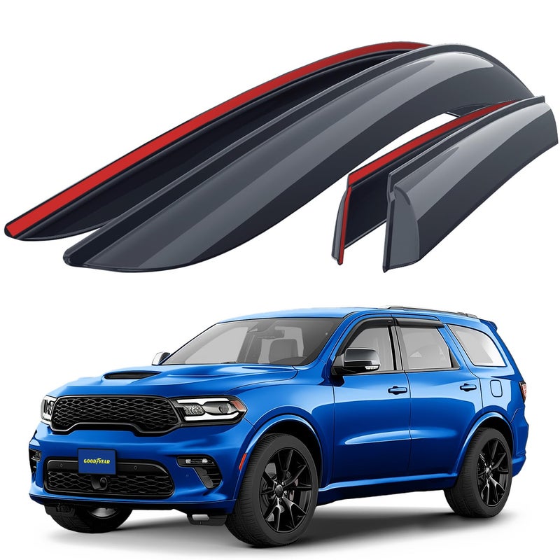 Goodyear Shatterproof Window Deflectors for Dodge Durango 20112025 Tapeon Rain Guards Window Visors Vent Deflector VisorCar Accessories4 pcs  GY003275