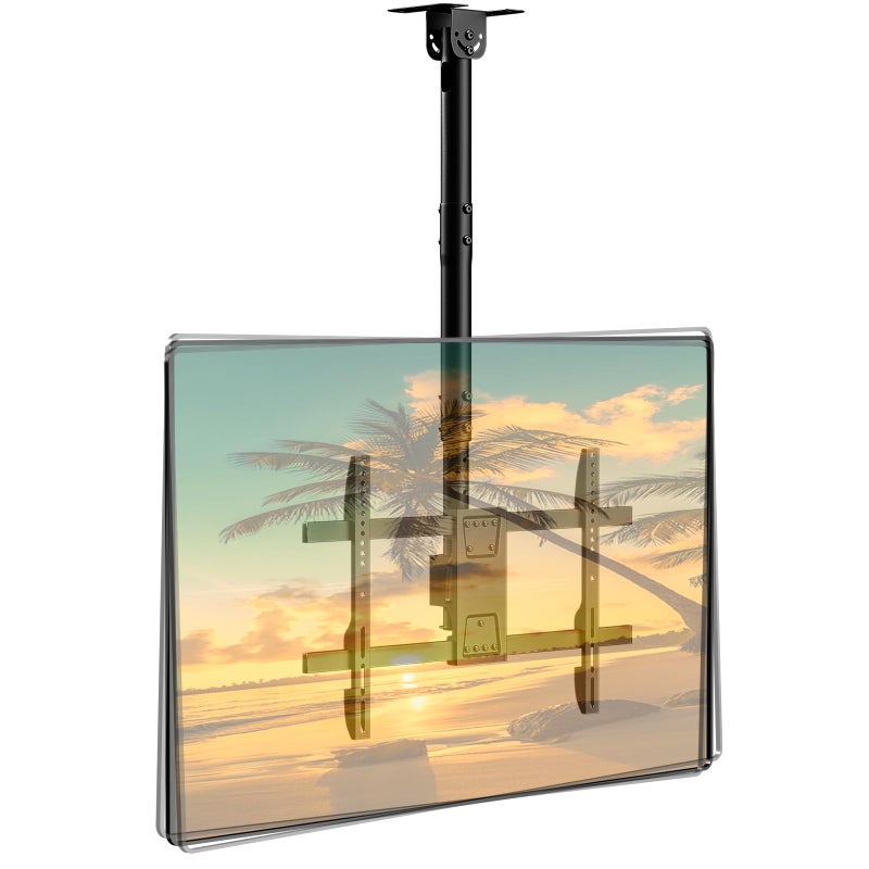 Putilsen Mount Ceiling TV Mount for 43-86 Screens, Hanging TV Bracket with Height Adjustable Pole Fits Most LCD LED OLED 4K TVs Supports up to 132lbs, Max VESA 600x400mm,Black - Image 1