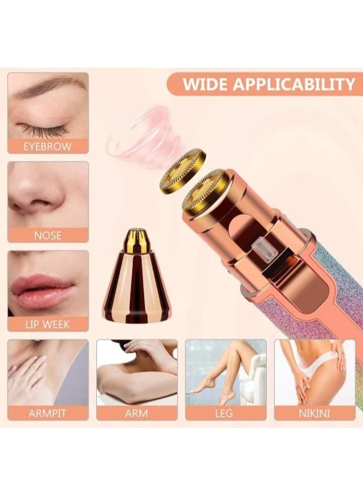 جهاز 2 في 1 قابل لإعادة الشحن لإزالة شعر الوجه وتشذيب الحواجب للنساء، إزالة شعر لطيفة وغير مؤلمة، مزود بإضاءة LED، تصميم محمول للعناية اليومية - Image 4
