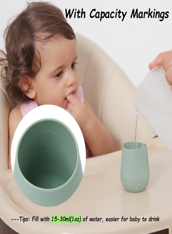 Seposeve Silicone Baby Cups for 6-12 Months, 12-24 Months, Pack of 2 Tiny Open Training Silicone Cup for Toddler, Baby Mouth-Like Design, with Capacity Markings, Green Blue - Image 5