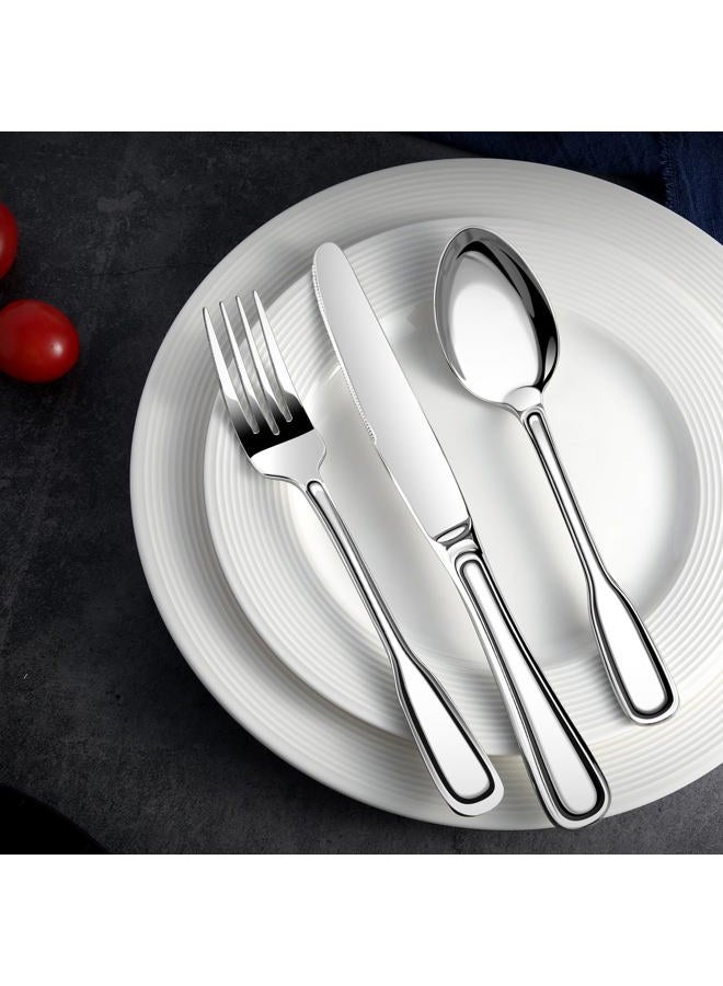 NICE KITCHEN Silverware Set for 8, Heavy Duty Stainless Steel Cutlery Set with Wide Handles, Mirror Polished Utensils Spoons and Forks Set for Kitchen，Dishwasher Safe (Silver, 40 Pieces for 8) - Image 3