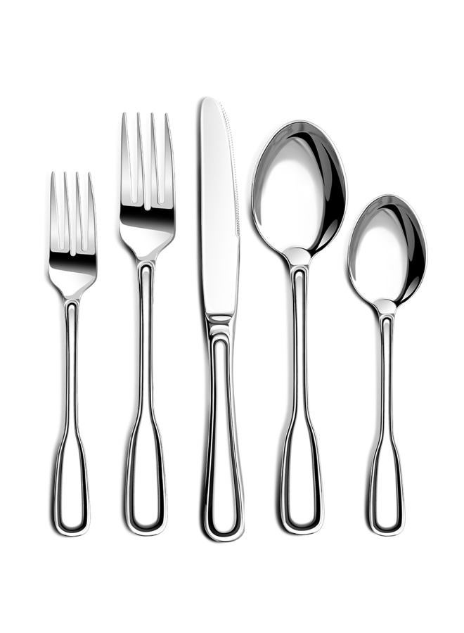 NICE KITCHEN Silverware Set for 8, Heavy Duty Stainless Steel Cutlery Set with Wide Handles, Mirror Polished Utensils Spoons and Forks Set for Kitchen，Dishwasher Safe (Silver, 40 Pieces for 8) - Image 1