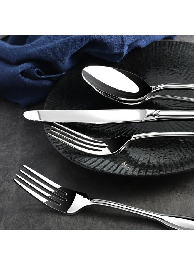 NICE KITCHEN Silverware Set for 8, Heavy Duty Stainless Steel Cutlery Set with Wide Handles, Mirror Polished Utensils Spoons and Forks Set for Kitchen，Dishwasher Safe (Silver, 40 Pieces for 8) - Image 5