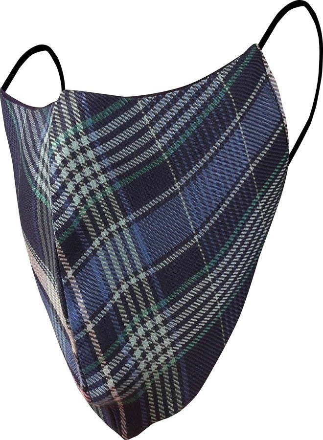 Touchstone Checked Cotton Face Masks Reusable Washable Handcrafted Double Layer for women, men. (Pack of 3). Blue - Image 4