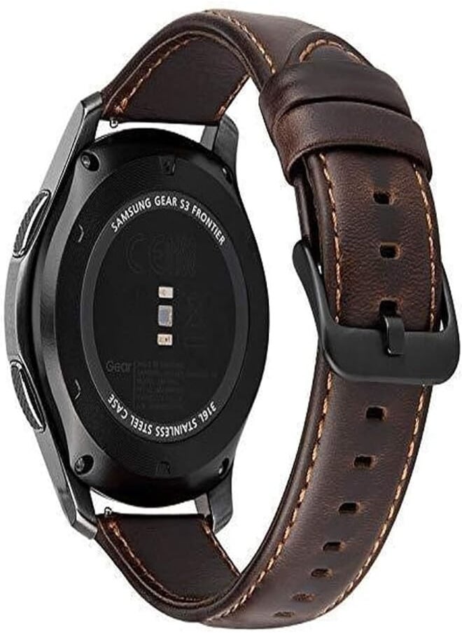 ZTO - ZTO Gear S3 Bands,Genuine Leather Replacement Strap Compatible for Samsung Galaxy Watch 46mm/ TicWatch Pro/Gear S3 Frontier/Gear s3 Classic/Amazfit Stratos Smart Watch Dark Brown, S3-CF01 - Image 1