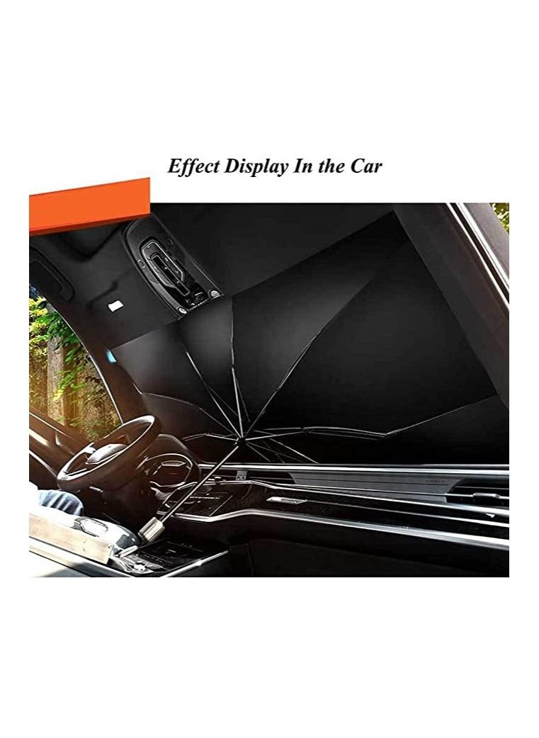 Spaceshoop - Car Windshield Sun Shade Umbrella Foldable Car Sun Umbrella for Windshield Sun Protection Umbrella Front Sunscreen Visor Block UV Fits Most Vehicle Models  130 - 75 - Image 1