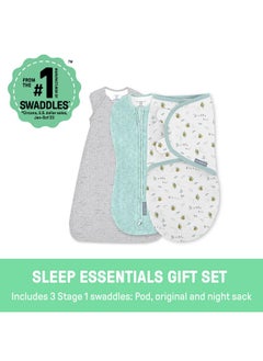 سوادل مي مجموعة SwaddleMe من Ingenuity Swaddle وCompression Pod وSleep Sack، مجموعة هدايا، للأطفال من عمر 0 إلى 3 أشهر، عبوة من 3 قطع - Peekaboo Panda  - Image 2