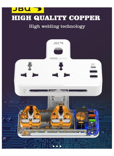 20W 2 Port+1 PD+1 QC3.0+1 USB Universal Power Socket Multi Plug Extension Power Adapter with 3 USB 2-Pack Double Extender Wall Charger Socket 2 Way Dual Multiple Electrical Outlet Adaptor SC2311