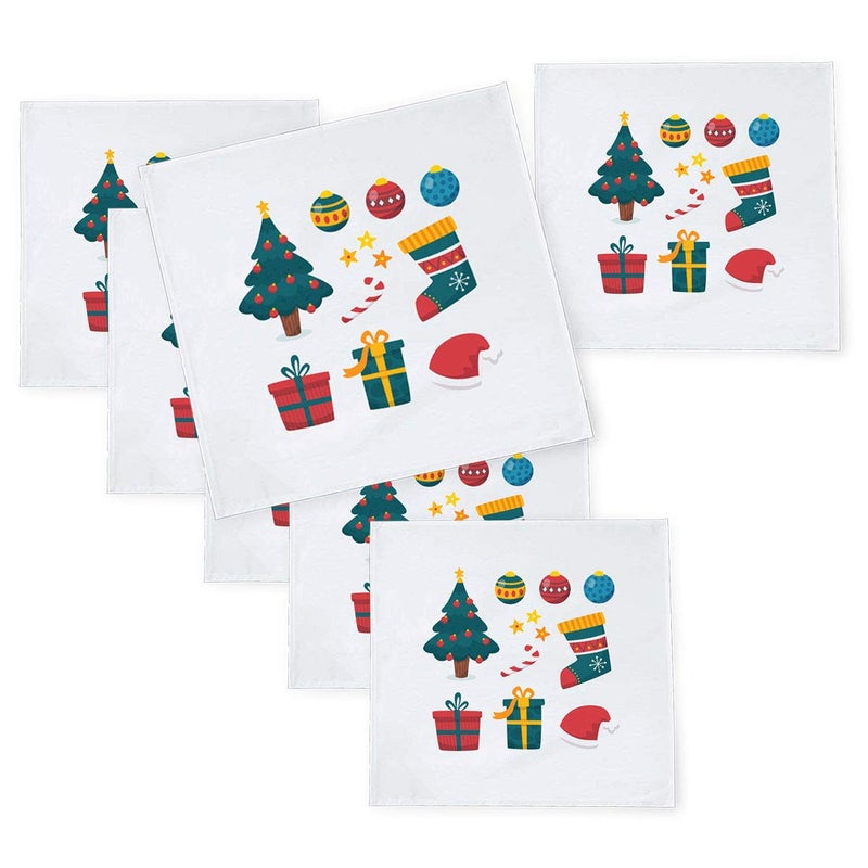 Khakee 6 Pcs Christmas Theme Tafta Silk Table Napkins 10x 10 for Xmas Decoration Christmas OrnamentsChristmas Gift npxmas30P - Image 1