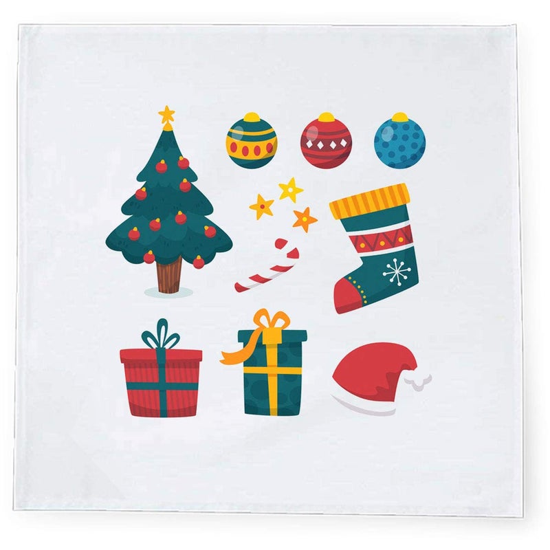Khakee 6 Pcs Christmas Theme Tafta Silk Table Napkins 10x 10 for Xmas Decoration Christmas OrnamentsChristmas Gift npxmas30P - Image 2