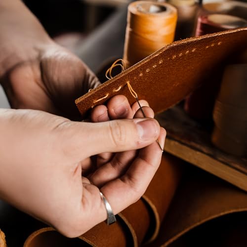 Mandala Crafts Orange Flat Waxed Thread for Leather Sewing - 197 Yds 210D 1mm Polyester Leather Thread String Waxed Cord for Leatherwork, Beading, Bookbinding, Hand Stitching - Image 3