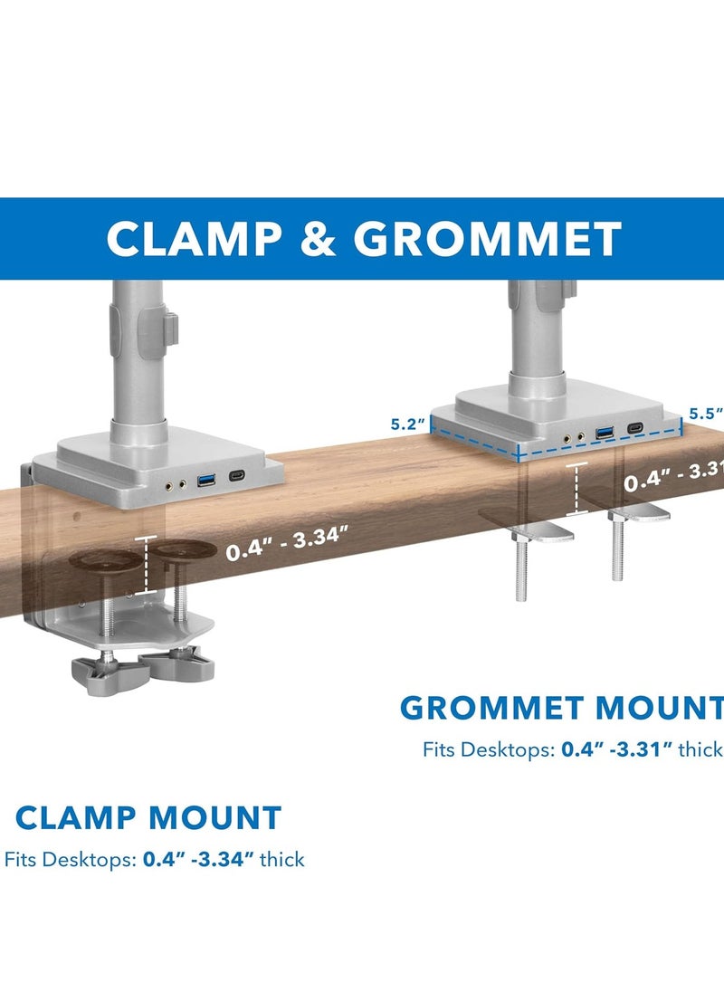 ELTRAZONE Triple Monitor Desk Mount with USB & Audio Ports – Height Adjustable Stand for 24”-32” Screens, Ideal for Gaming and Office Use  - Image 5