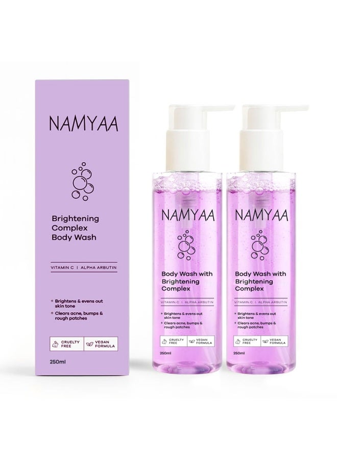 Namyaa Brightening Body Wash with Niacinamide Vitamin C brightening complex fades dark spots evens skin tone Pack Of 2 (500ml) - Image 1