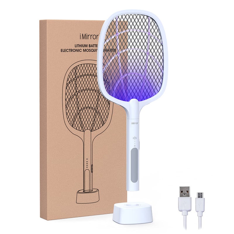 imirror 2 in 1 Rechargeable Electric Bug Zapper Racket Mosquito Swatter for Indoor and Outdoor - Image 1