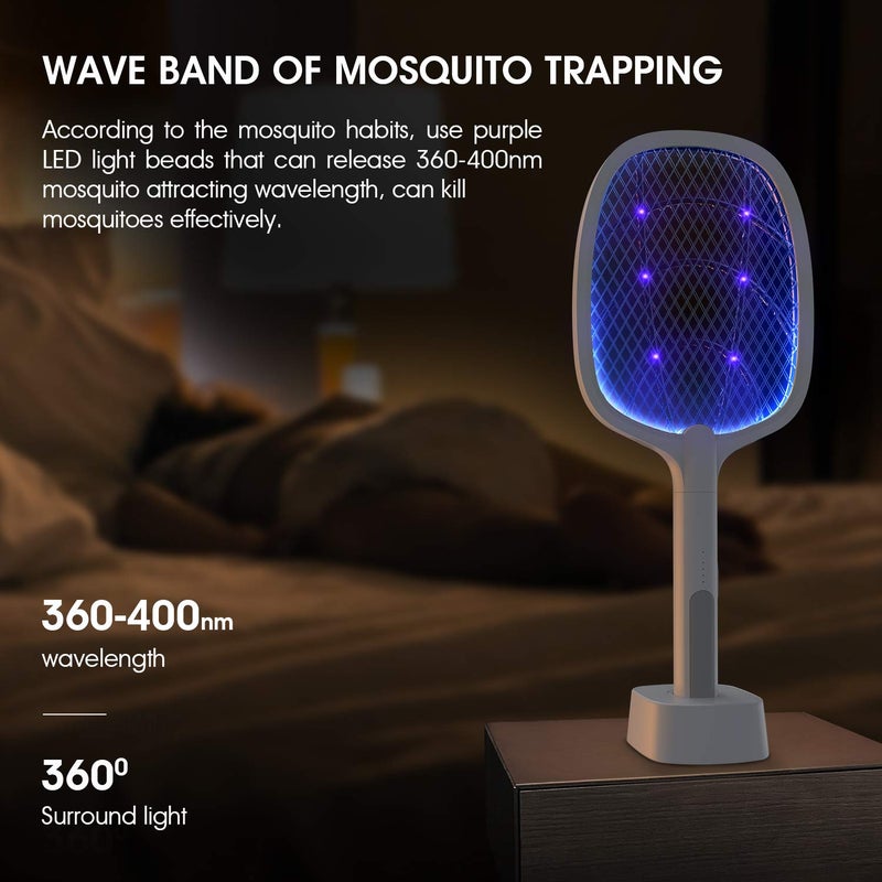 imirror 2 in 1 Rechargeable Electric Bug Zapper Racket Mosquito Swatter for Indoor and Outdoor - Image 4