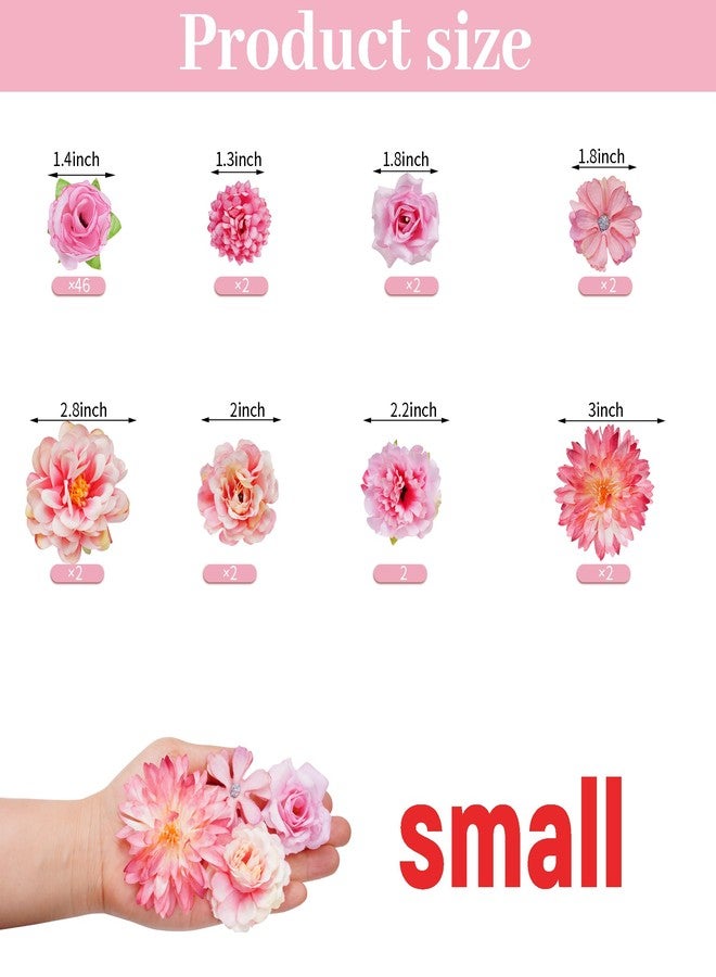 jiebor 60Pcs Mini Faux Flower Heads Small Artificial Tiny Fake Silk Fabric Roses Flower Heads Bulk for Crafts DIY Graduation Cap Party Home Wedding Decor (Purple) - Image 2