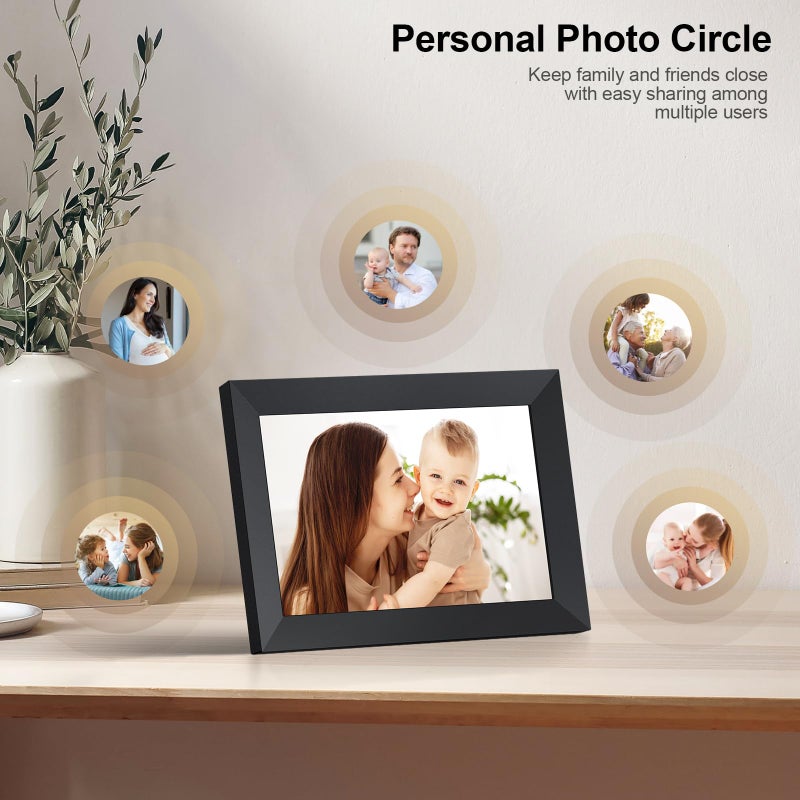 Ciowain Digital Picture Frame Wi-Fi 10.1inch Smart Digital Photo Frame,Electronic Digital Picture Frames Load from Phone,1280x800 HD IPS Touch Screen-Share Photo/Video-Weather/Clock/Alarm-via Free APP-Black - Image 5
