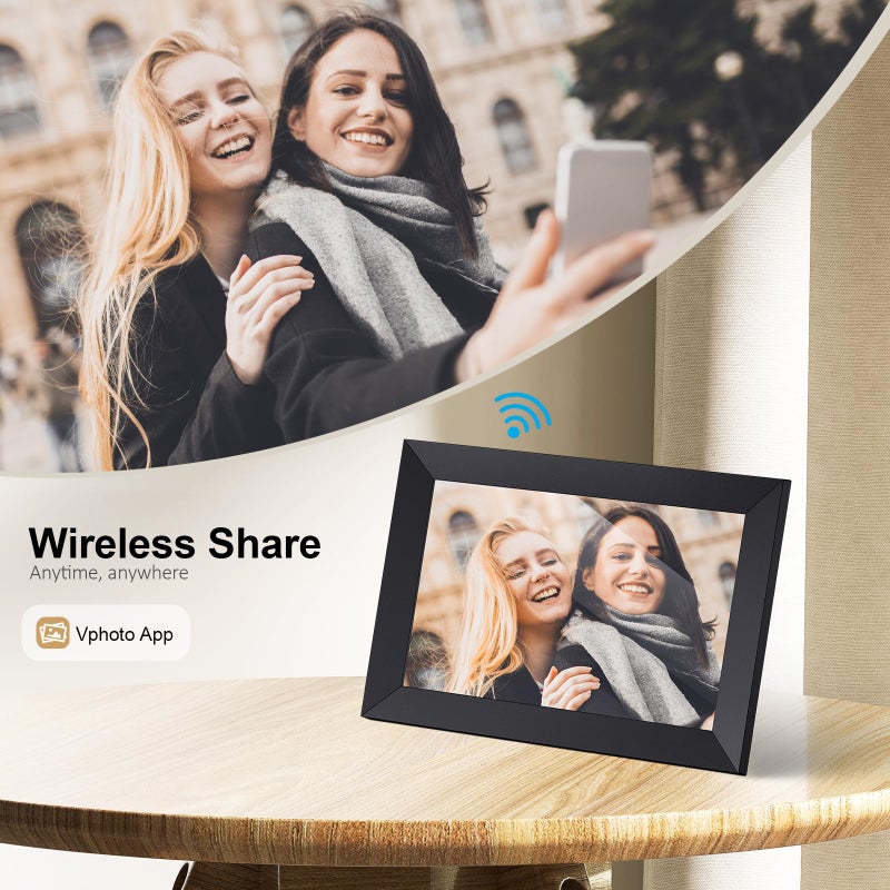 Ciowain Digital Picture Frame Wi-Fi 10.1inch Smart Digital Photo Frame,Electronic Digital Picture Frames Load from Phone,1280x800 HD IPS Touch Screen-Share Photo/Video-Weather/Clock/Alarm-via Free APP-Black - Image 4