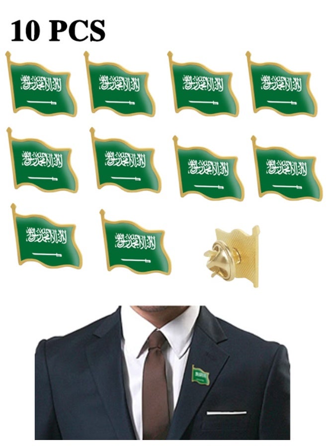 OMEVE 10Pcs Saudi Arabia Flag Lapel Pins Bulk - Metal Saudi Arabian Brooch Badge Souvenir For Men Women Clothes Bags Hats - Image 1