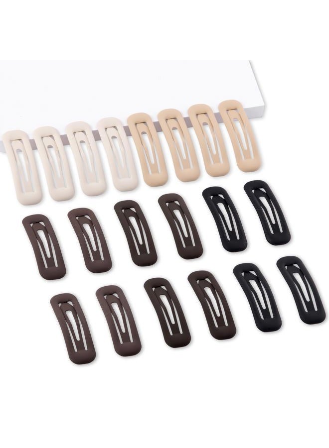 Cptots 20 PCS Rectangle Small Hair Barrettes For Women Non Slips Snap Clips For Thin Fine Hair,Matte Black Brown Beige,1.97 x 0.55Inch - Image 1