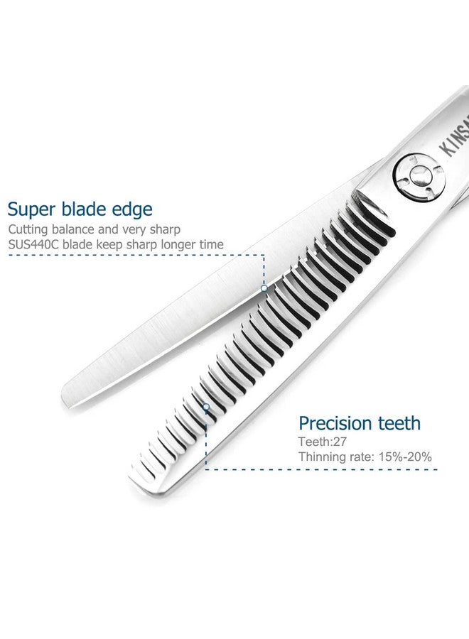 كينسارو مقص حلاقة مقص تخفيف الشعر مقص شعر 5.75 بوصة مقص شعر احترافي مقص حاد لتخفيف الشعر مقص حلاقة ذو حافة محدبة 440c من KINSARO - Image 4