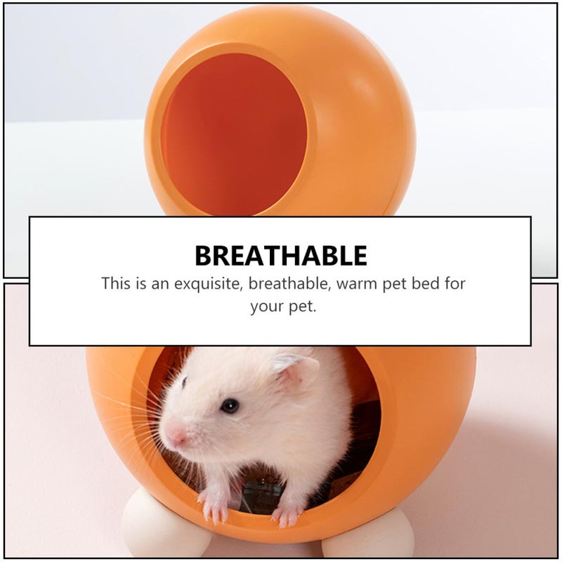 Orange Small Pet Sleeping House Warm Shelter for Hamster Chinchilla Cozy Hideout Nest - Image 4