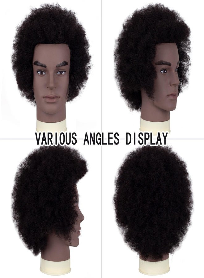 DIRUISI 6"Afro Male Mannequin Head 100% Human Hair Curly Hair 4A Type for Braiding Hairdresser Training Head Cosmetology Afro Hair Manikin Head for Practice Styling Cornrow Braiding with Clamp Stand - Image 2