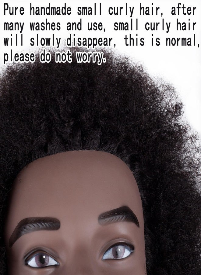DIRUISI 6"Afro Male Mannequin Head 100% Human Hair Curly Hair 4A Type for Braiding Hairdresser Training Head Cosmetology Afro Hair Manikin Head for Practice Styling Cornrow Braiding with Clamp Stand - Image 4