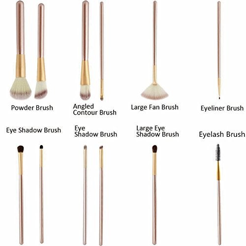 YOA 12 Piece Makeup Brushes Set | Horse Hair Professional Kabuki Makeup Brush Set Cosmetics Foundation Makeup Brushes Set Kits with White Cream-colored Case Bag - Image 2