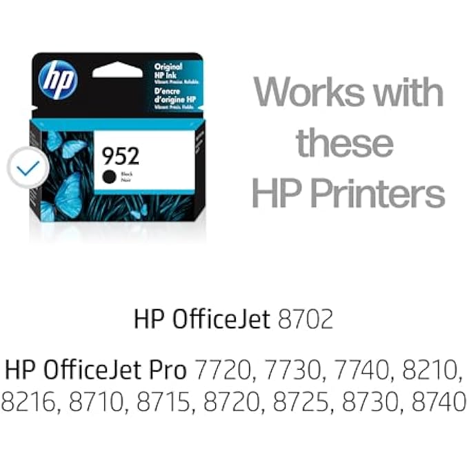 952 BLACK INK CARTRIDGE FOR PRINTERS | WORKS WITH PRINTER SERIES: OFFICEJET 8702, OFFICEJET PRO 7720, 7740, 8210, 8710, 8720, 8730, 8740 | ELIGIBLE FOR INSTANT INK | F6U15AN - Image 3
