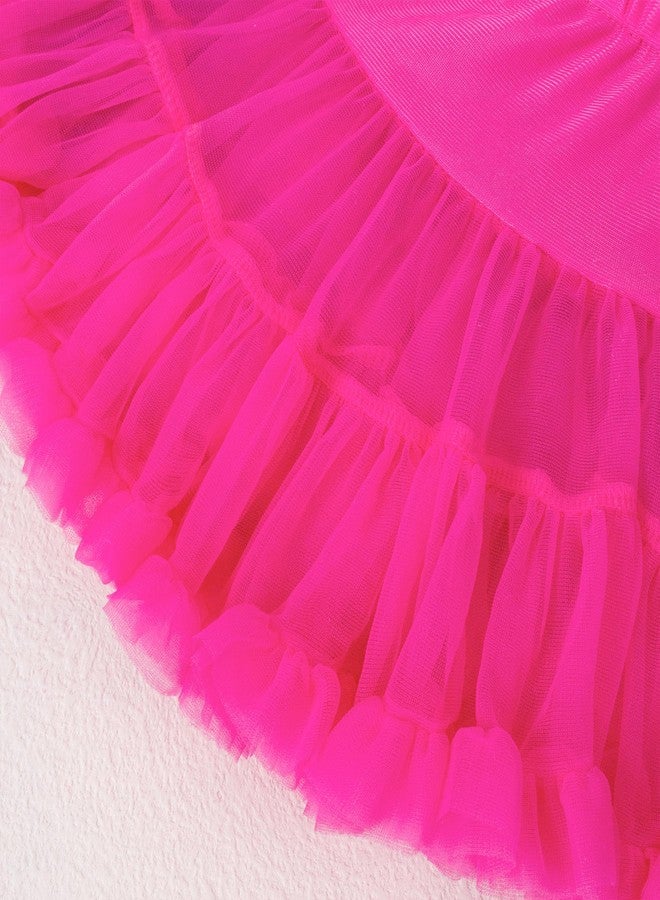 Magic Park 2-4T Toddler Girl Tutu Skirt Kid Tulle Skirts Birthday Holiday Party Girls Ruffle Short Skirt (2-3 Years, Dark Pink) - Image 5