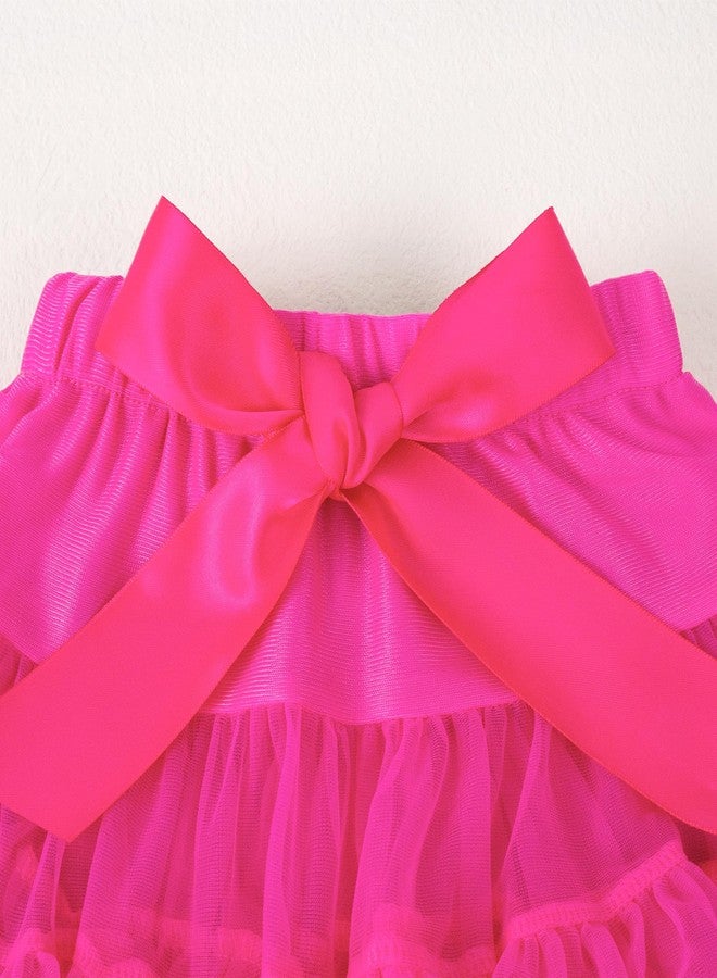Magic Park 2-4T Toddler Girl Tutu Skirt Kid Tulle Skirts Birthday Holiday Party Girls Ruffle Short Skirt (2-3 Years, Dark Pink) - Image 4