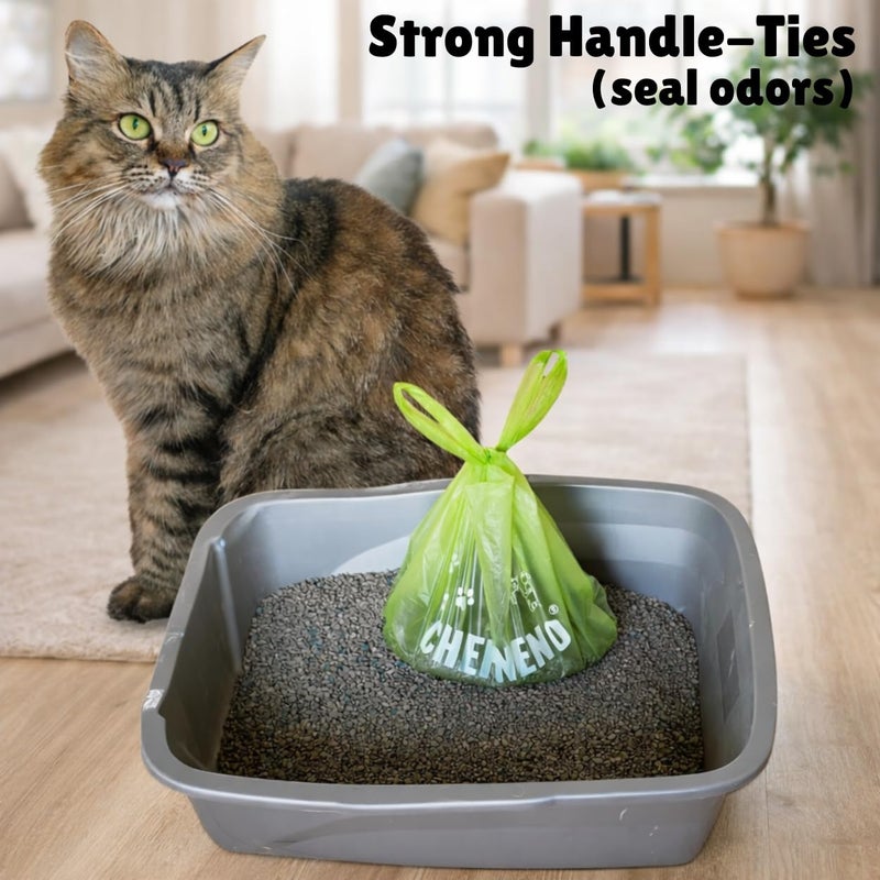CHEFNENO Cat Litter Waste Bags Biodegradable (500 ct., Green) Bulk Dog Poop Bags with Easy Tie Handles Earth-Friendly Lavender Scented Cat Litter Poop Diaper Bag Disposable Sanitary Pad Waste Bags (500 Bags) - Image 4
