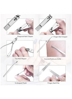 Generic Nail Clippers set for Men and Womens Gift Manicure Set 19 Pieces Stainless Steel Manicure Kit,Nail Care Tools with Luxurious Travel Case  - Image 4