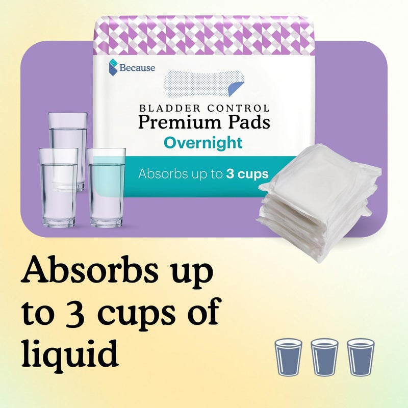 Because Incontinence Pads for Women - Extra Heavy Absorbency, Overnight Postpartum Incontinence Liners, 12hr Nighttime Leak-Free Protection, 20 Count - Image 3